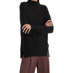 NEW VINCE turtleneck side slit sweater in black